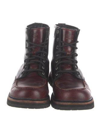 UGG Leather Fur Trim Lace-Up Boots