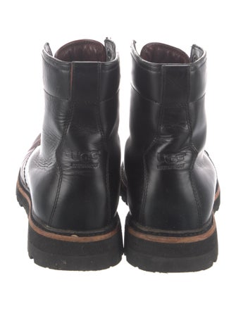 UGG Leather Fur Trim Lace-Up Boots