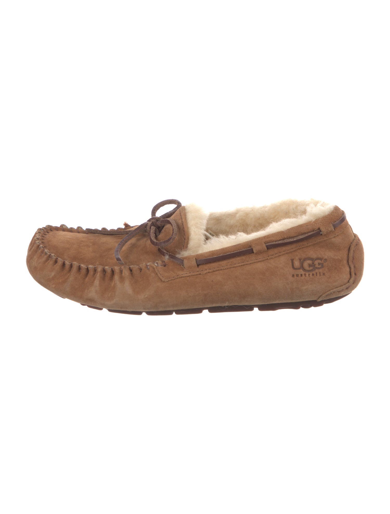 UGG Suede Faux Fur Trim Moccasins