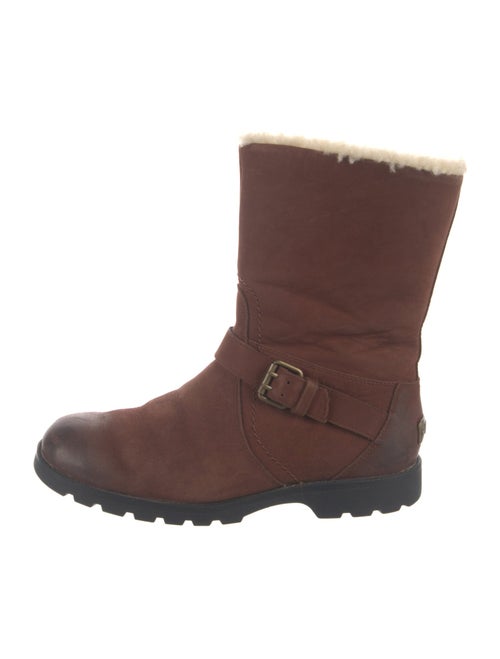 UGG Leather Colorblock Pattern Moto Boots