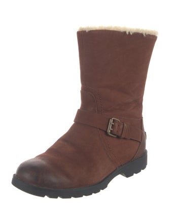 UGG Leather Colorblock Pattern Moto Boots