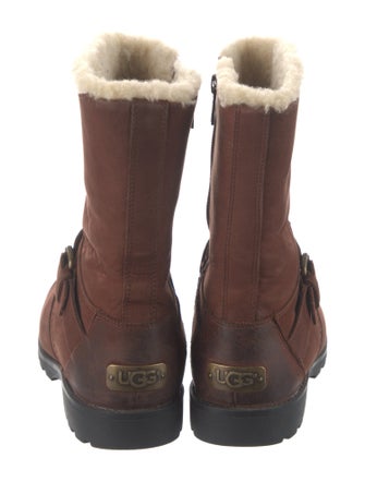 UGG Leather Colorblock Pattern Moto Boots