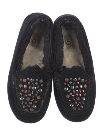UGG Suede Crystal Embellishments Moccasins