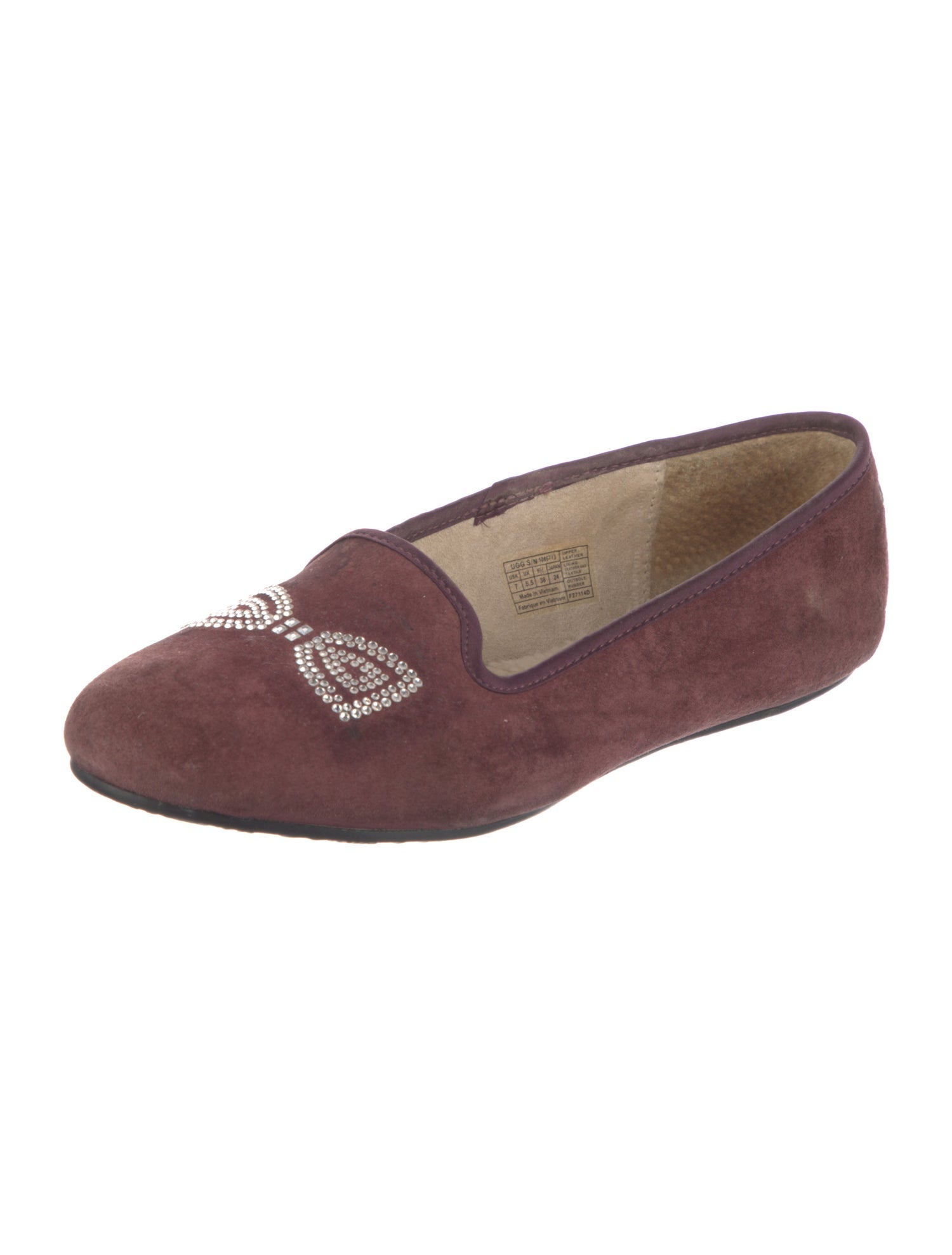 UGG Suede Crystal Embellishments Ballet Flats