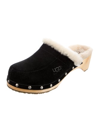 UGG Suede Fur Trim Mules