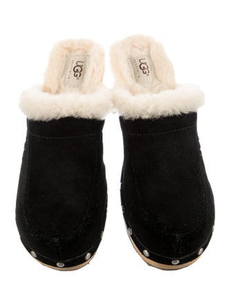 UGG Suede Fur Trim Mules