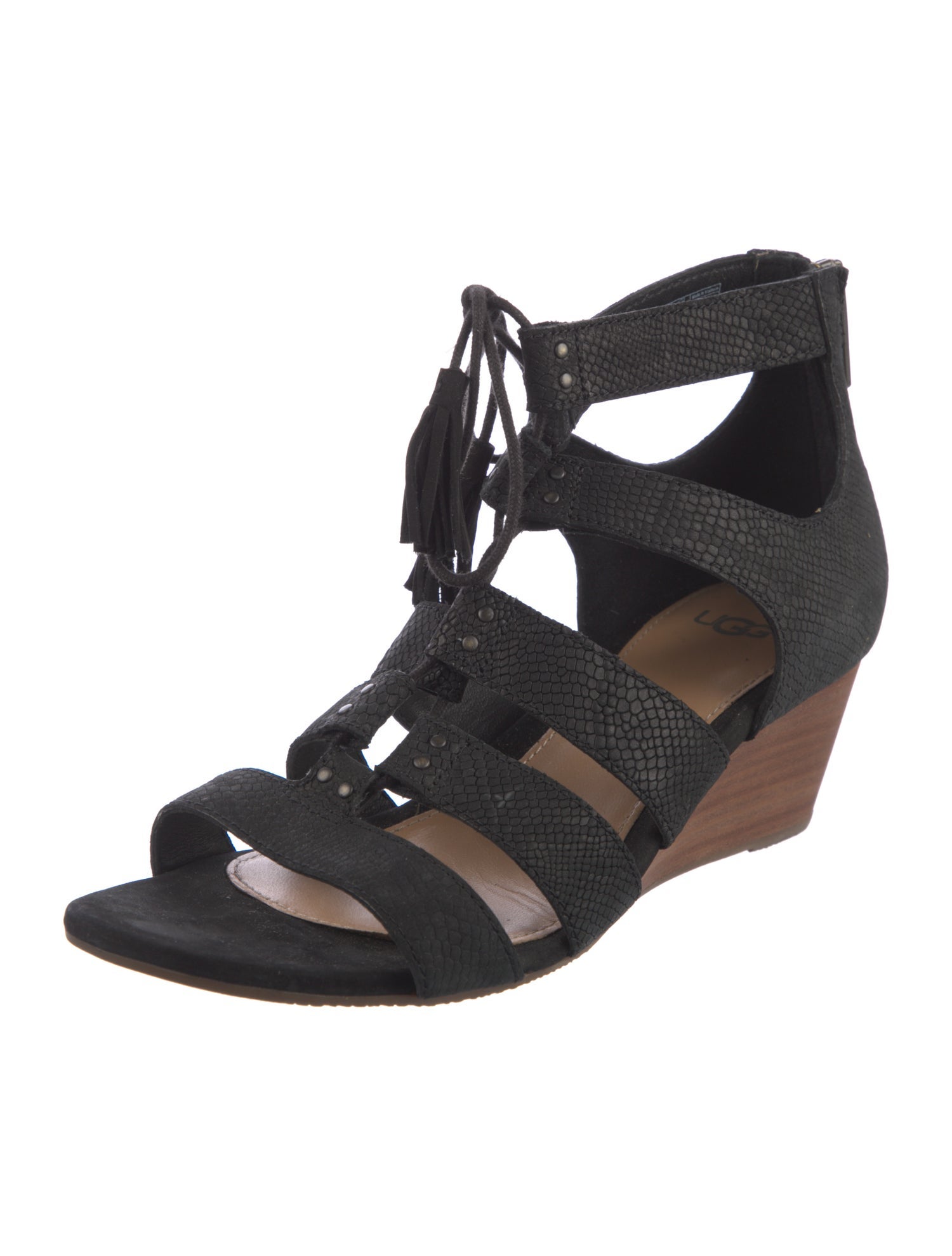 UGG Leather Tassel Accents Gladiator Sandals