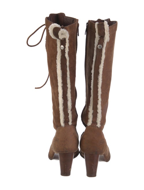 UGG Suede Fur Trim Lace-Up Boots