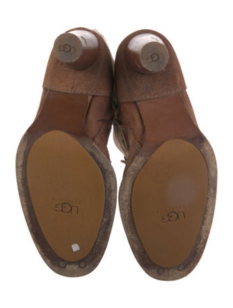 UGG Suede Fur Trim Lace-Up Boots