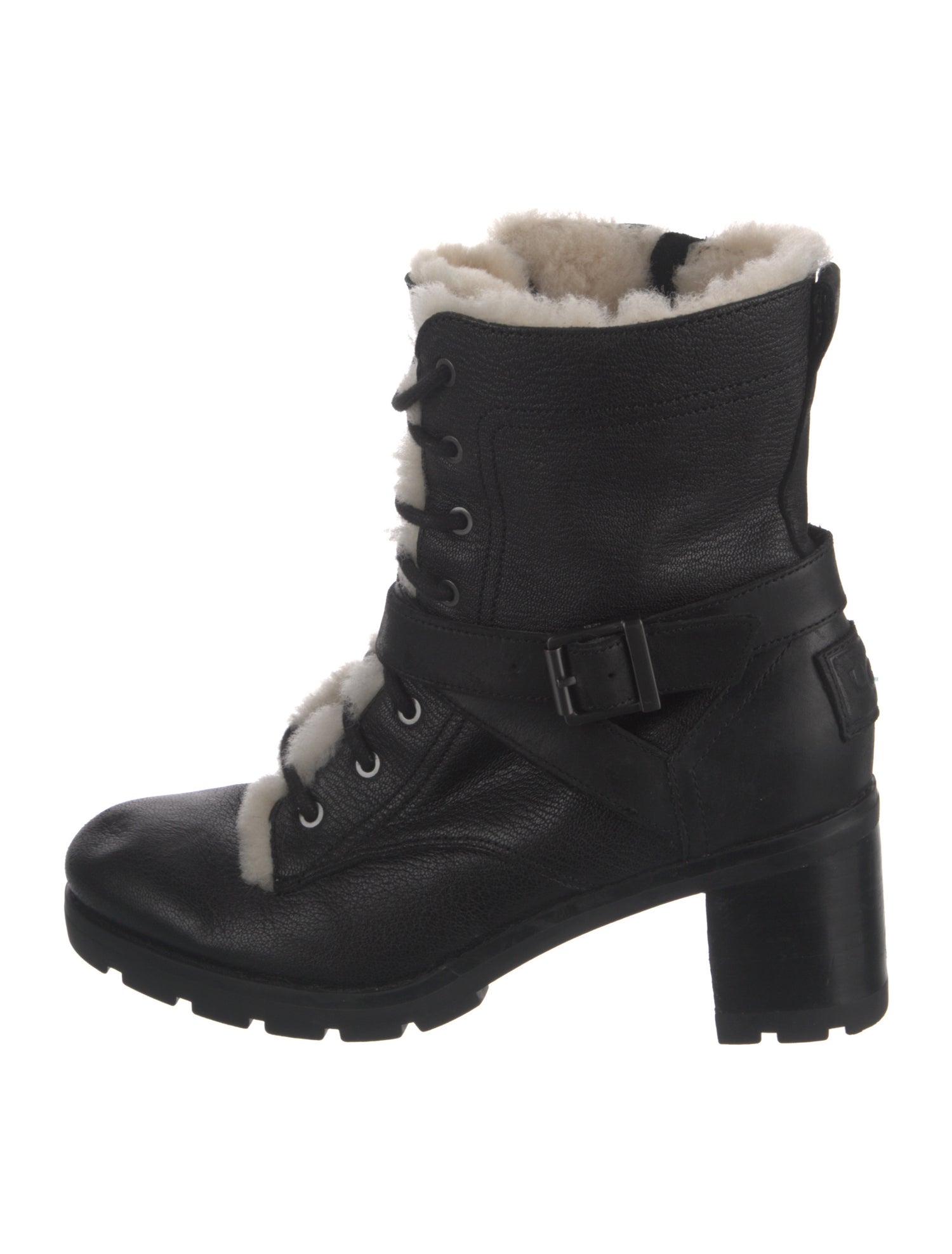 UGG Leather Fur Trim Combat Boots