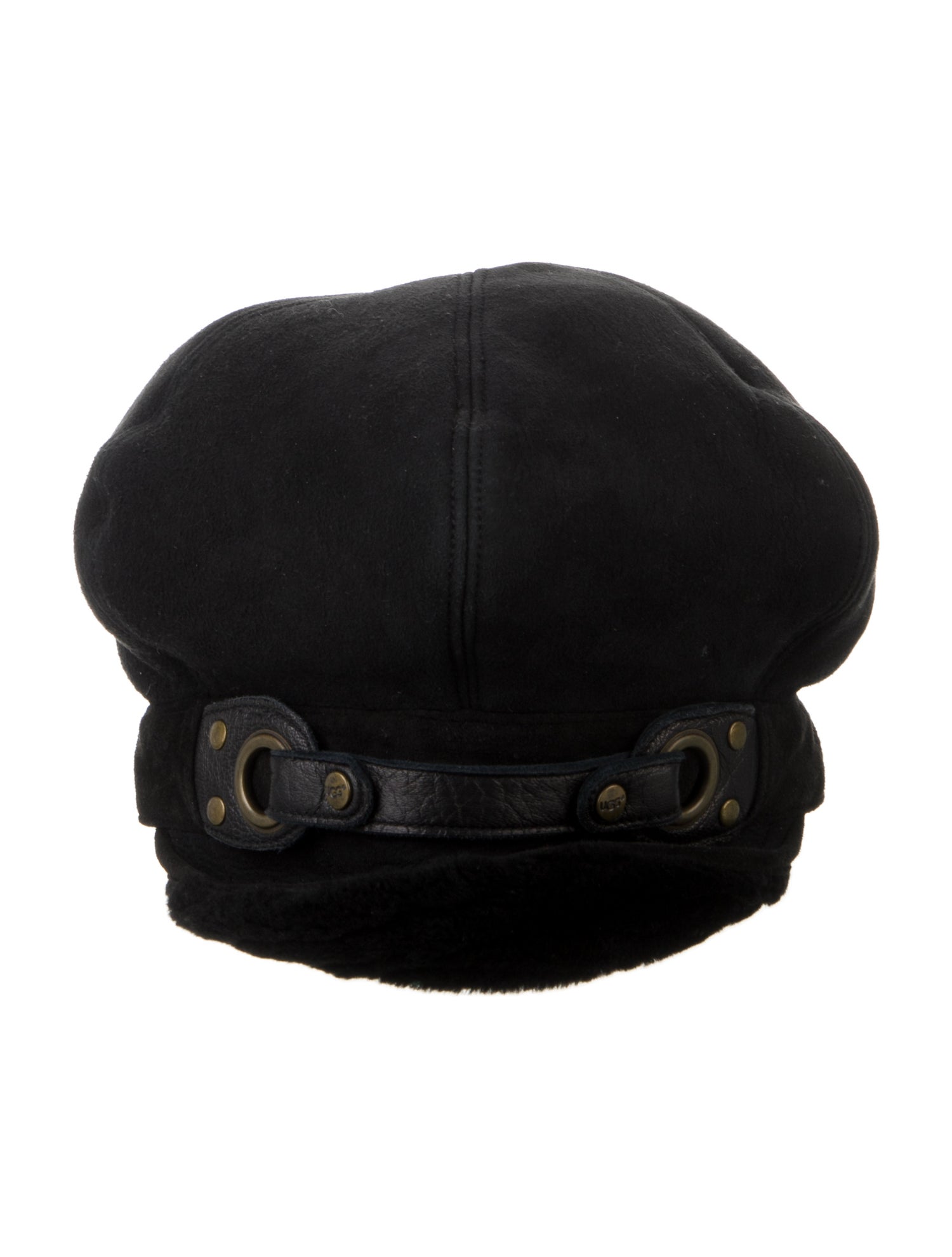 UGG Black Shearling Trapper Hat w/ Toggle Closure At Front