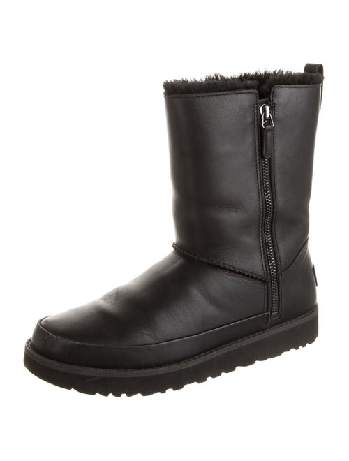 UGG Leather Faux Fur Trim Boots