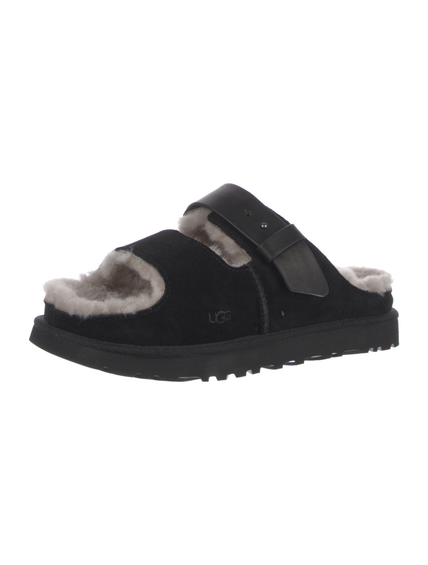 UGG Suede Fur Trim Slides