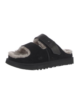 UGG Suede Fur Trim Slides