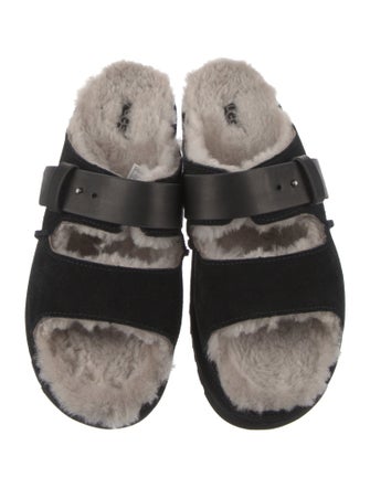 UGG Suede Fur Trim Slides