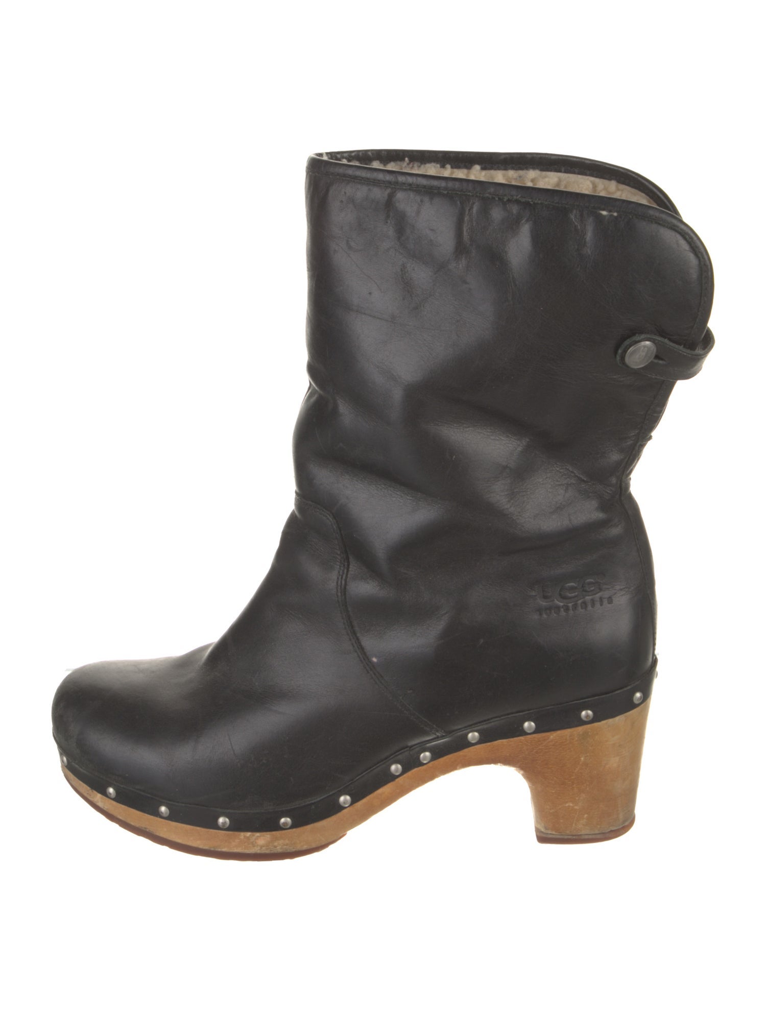 UGG Leather Studded Accents Lace-Up Boots