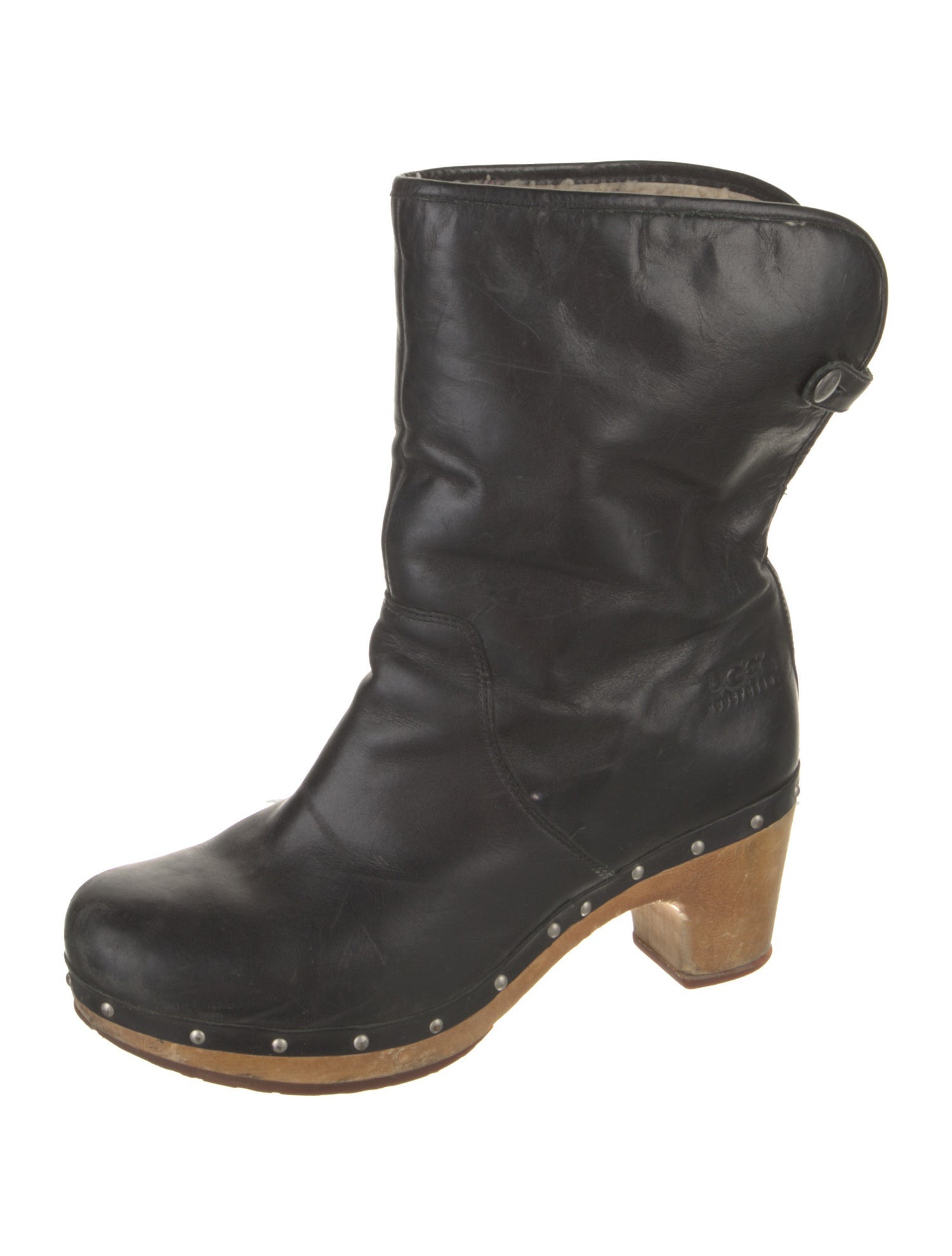 UGG Leather Studded Accents Lace-Up Boots