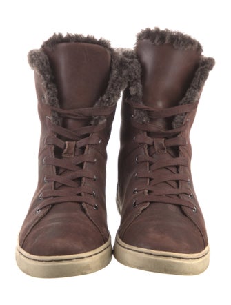 UGG Leather Colorblock Pattern Lace-Up Boots