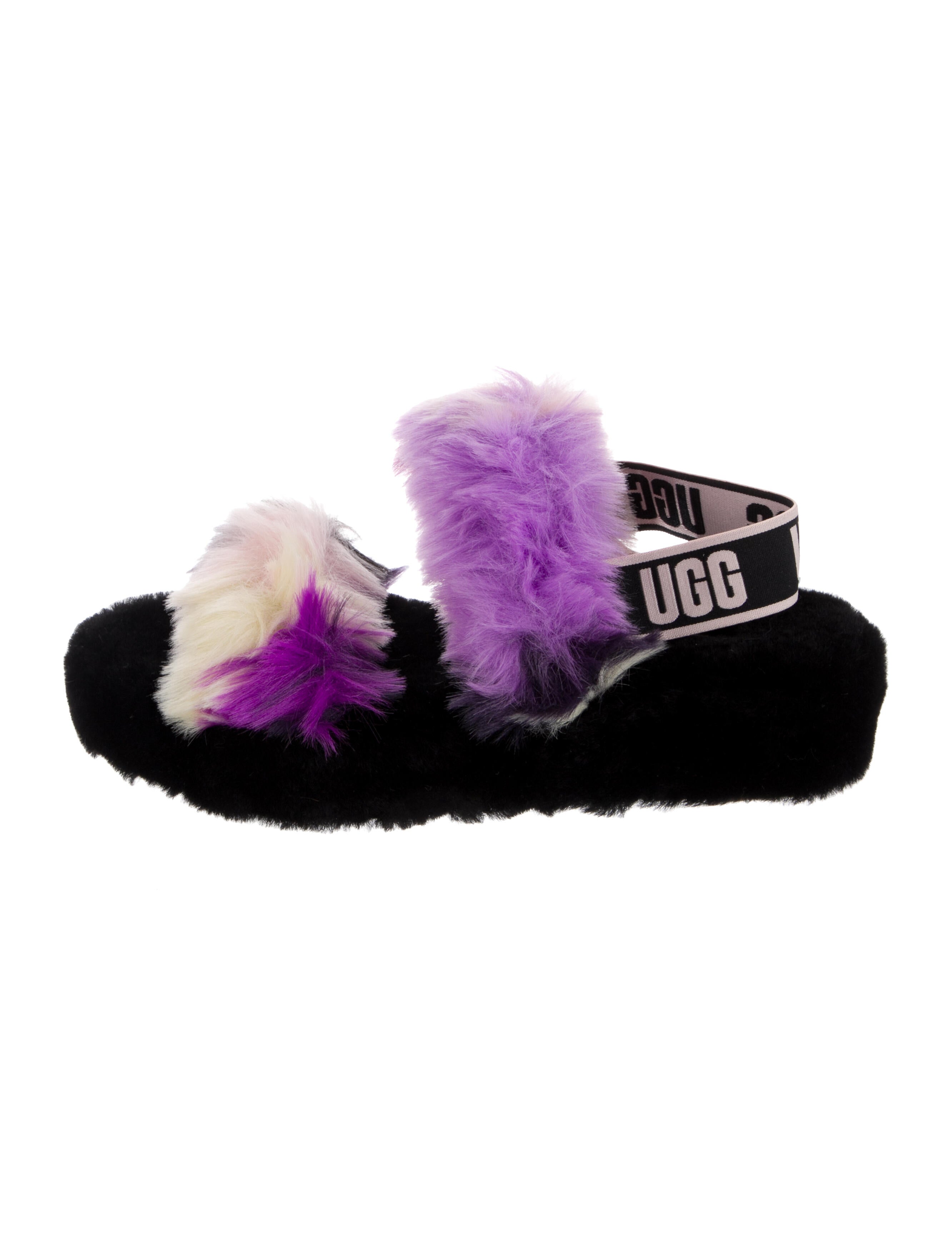 UGG Faux Fur Graphic Print Sandals