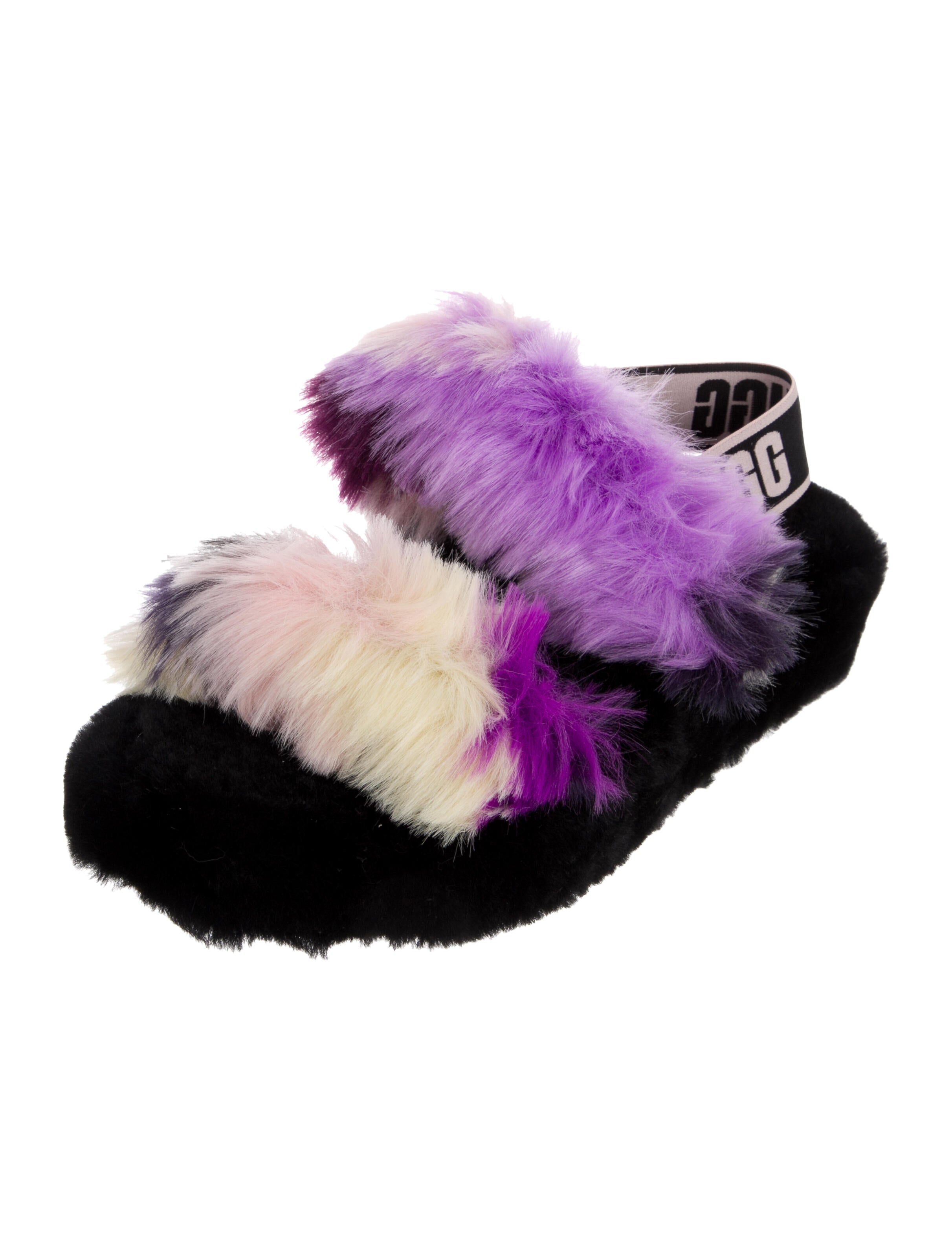 UGG Faux Fur Graphic Print Sandals