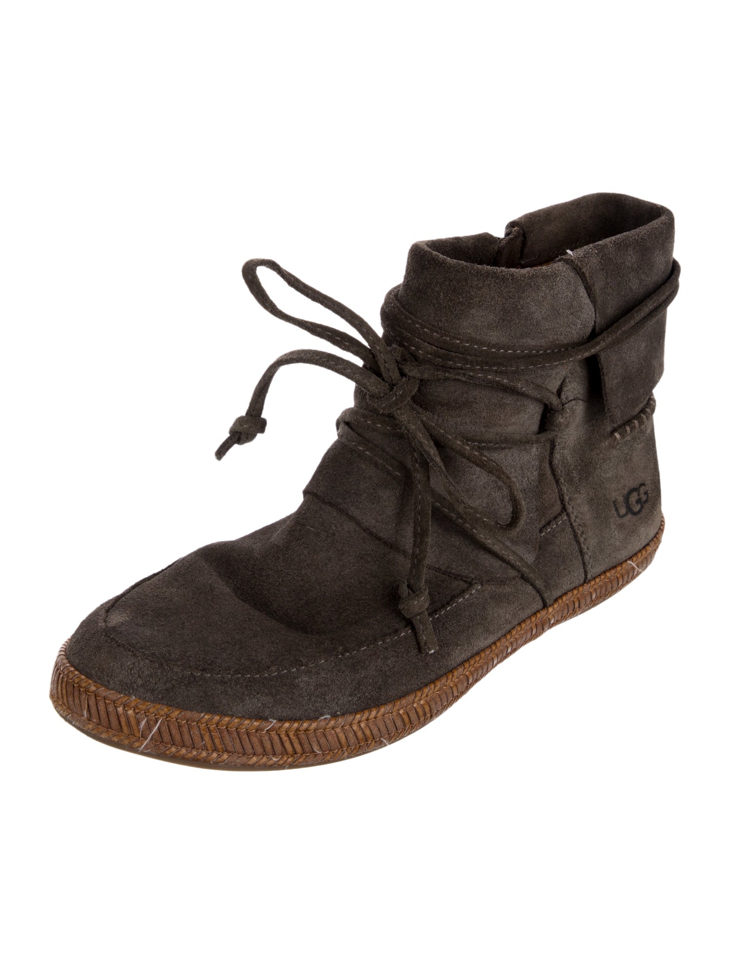 UGG Suede Colorblock Pattern Lace-Up Boots