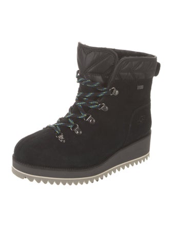 UGG Suede Leather Trim Embellishment Lace-Up Boots