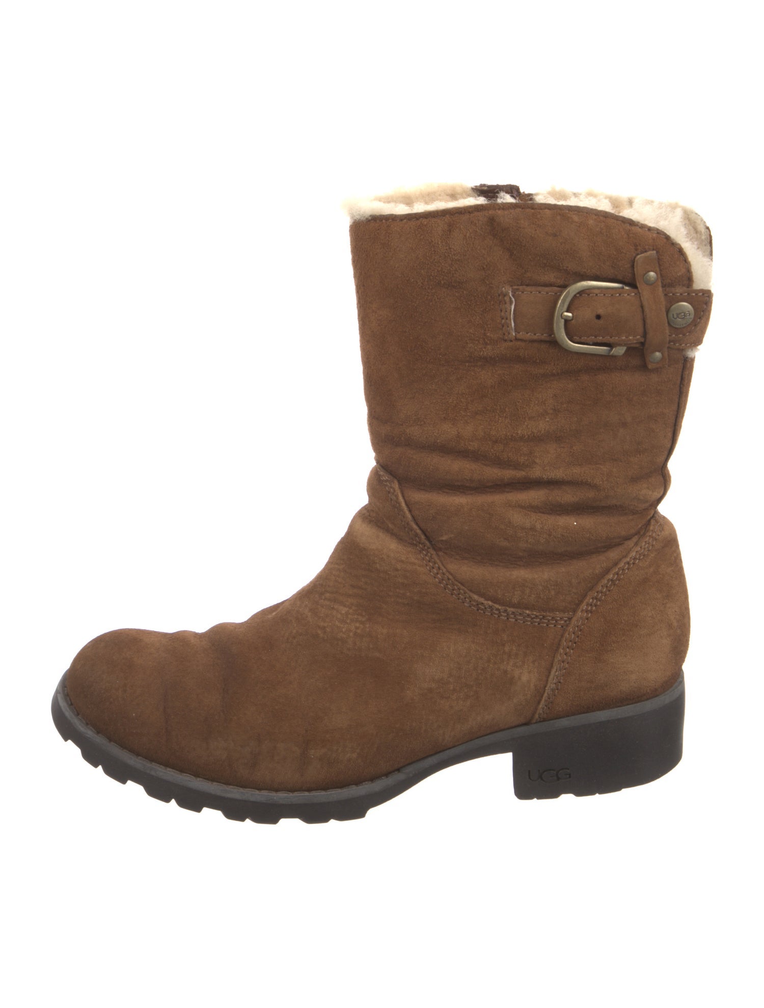 UGG Suede Leather Trim Embellishment Moto Boots