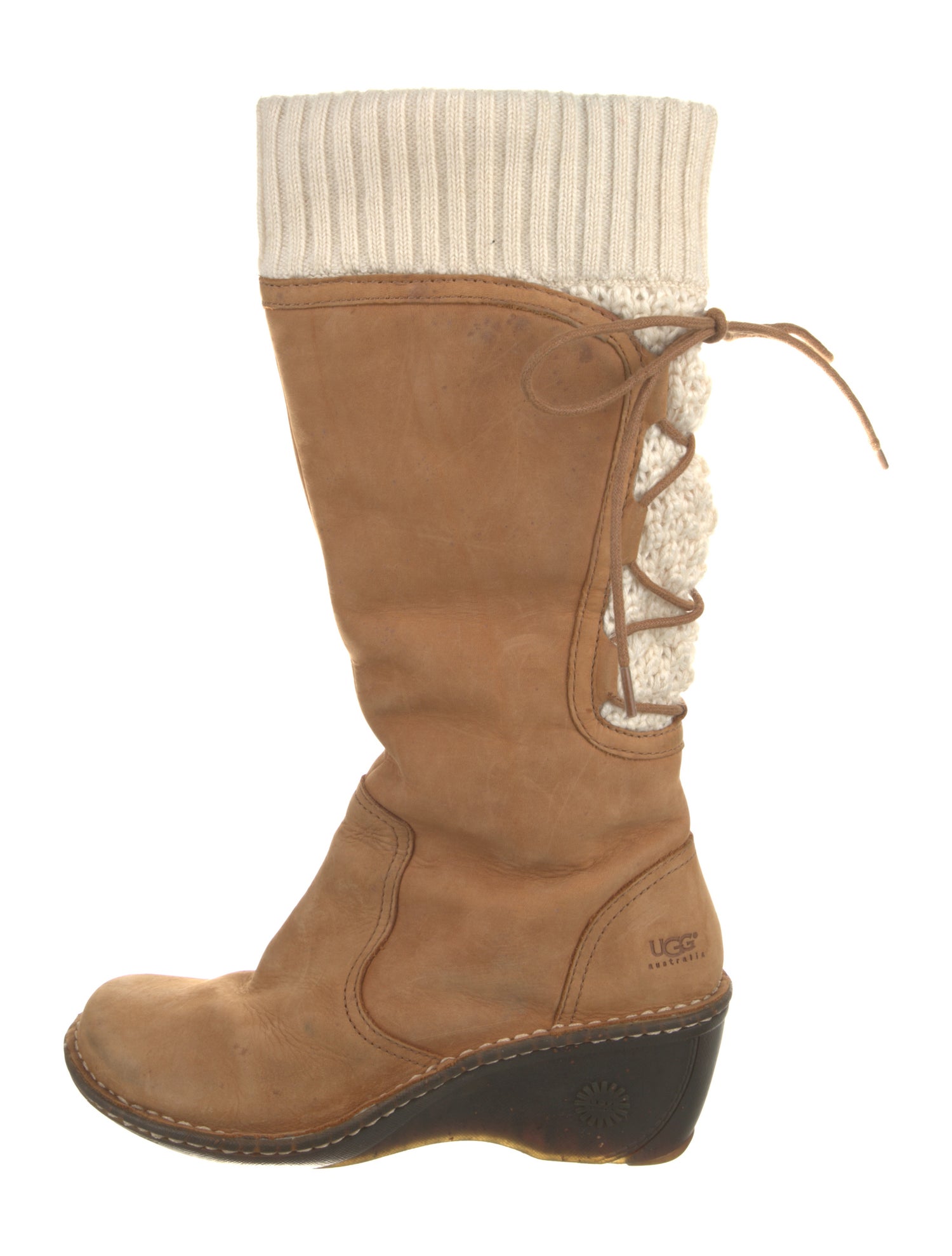 UGG Suede Colorblock Pattern Lace-Up Boots