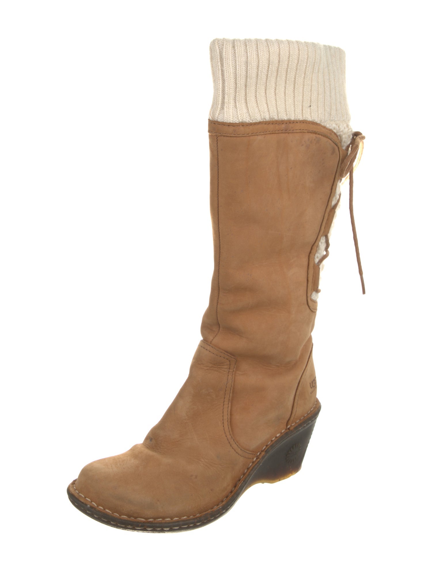 UGG Suede Colorblock Pattern Lace-Up Boots