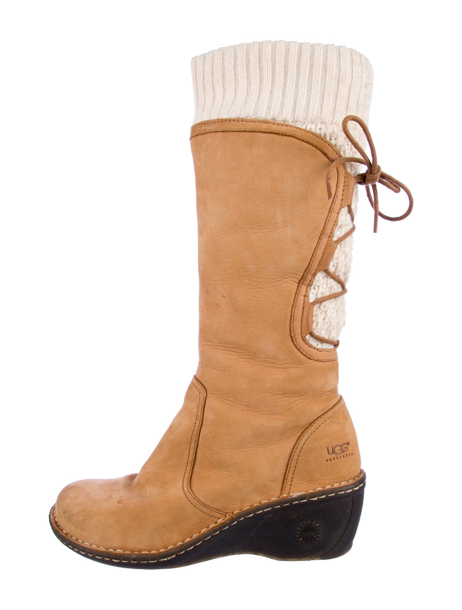 UGG Suede Colorblock Pattern Lace-Up Boots