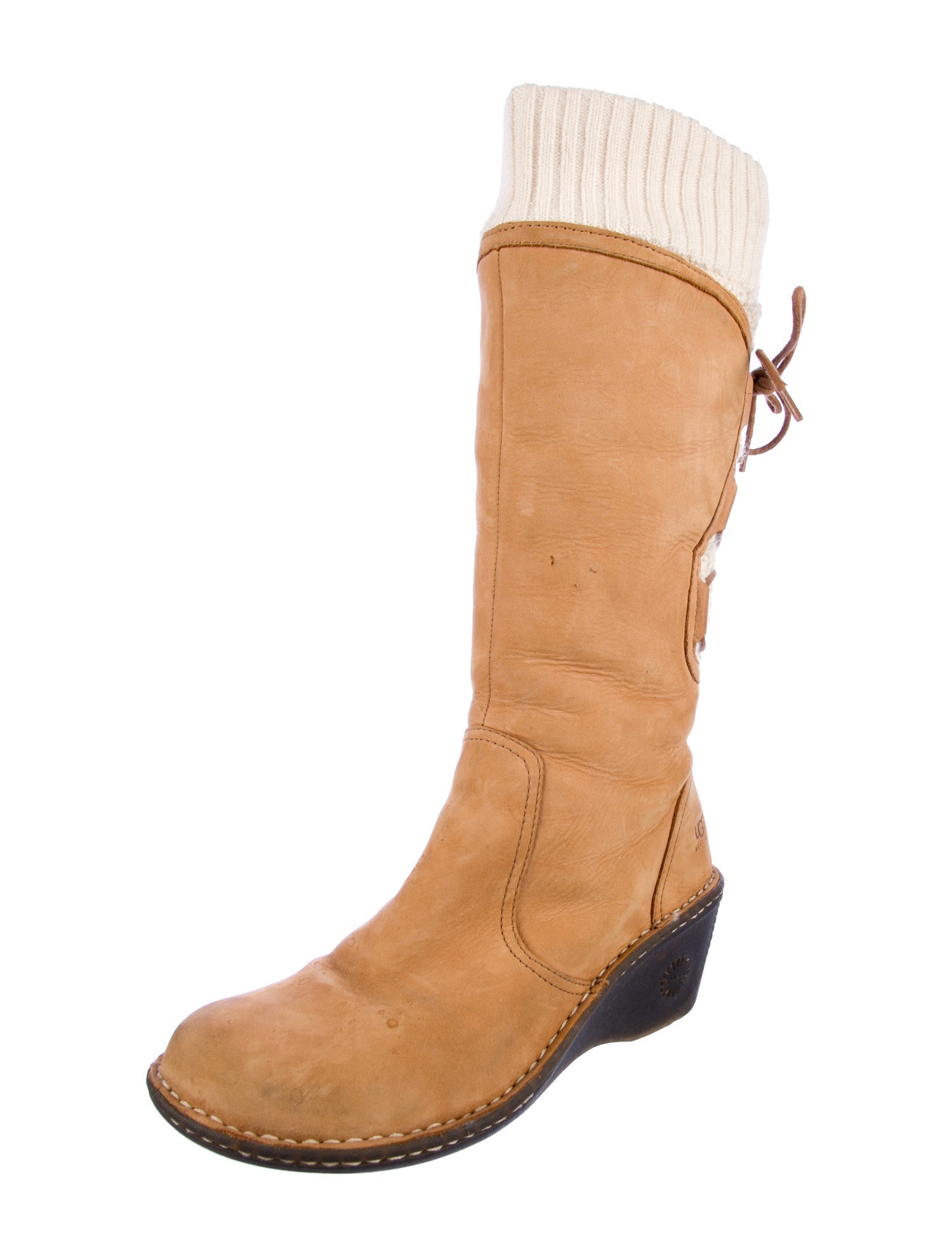 UGG Suede Colorblock Pattern Lace-Up Boots