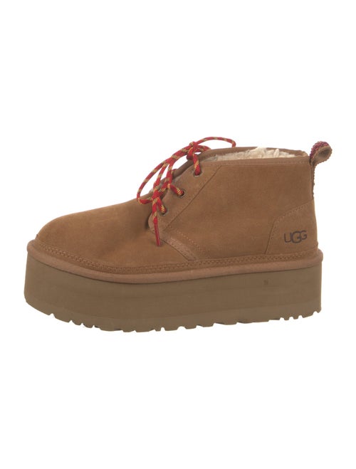 UGG Suede Fur Trim Lace-Up Boots