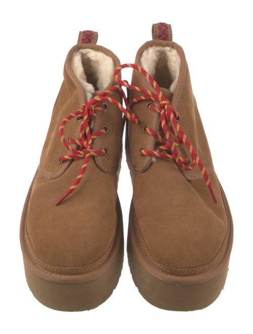 UGG Suede Fur Trim Lace-Up Boots