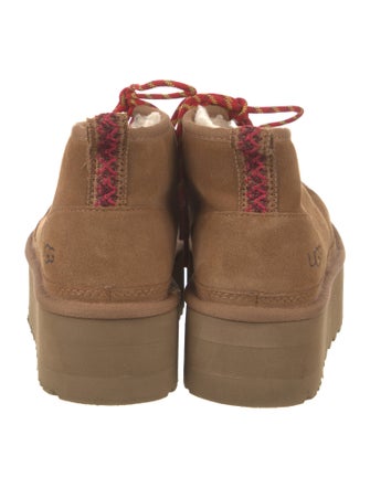 UGG Suede Fur Trim Lace-Up Boots