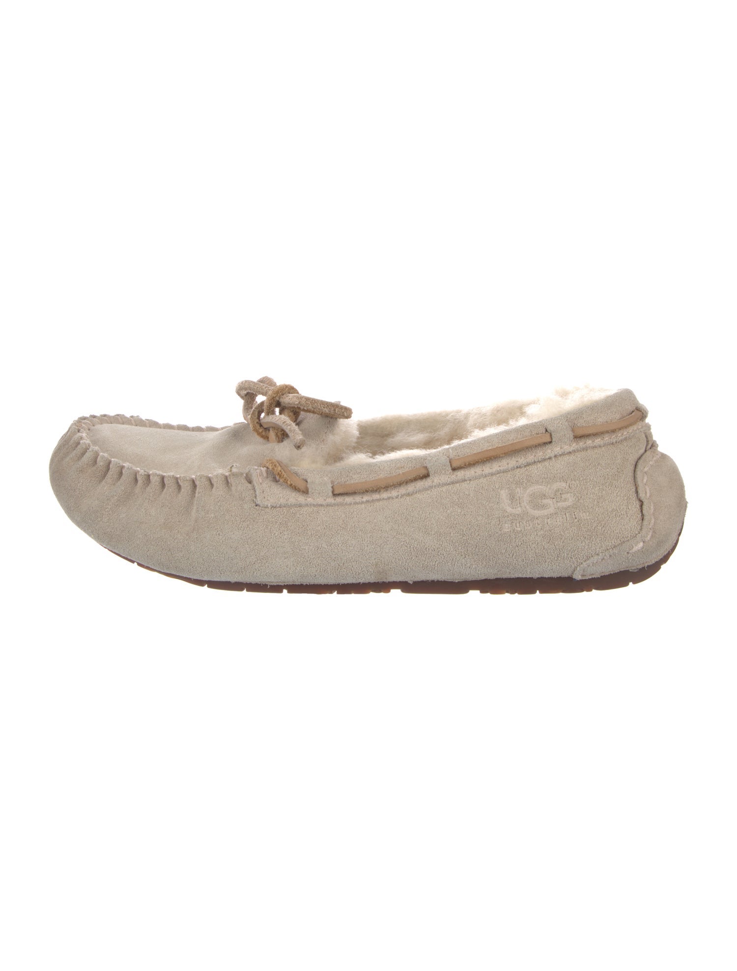UGG Suede Fur Trim Moccasins
