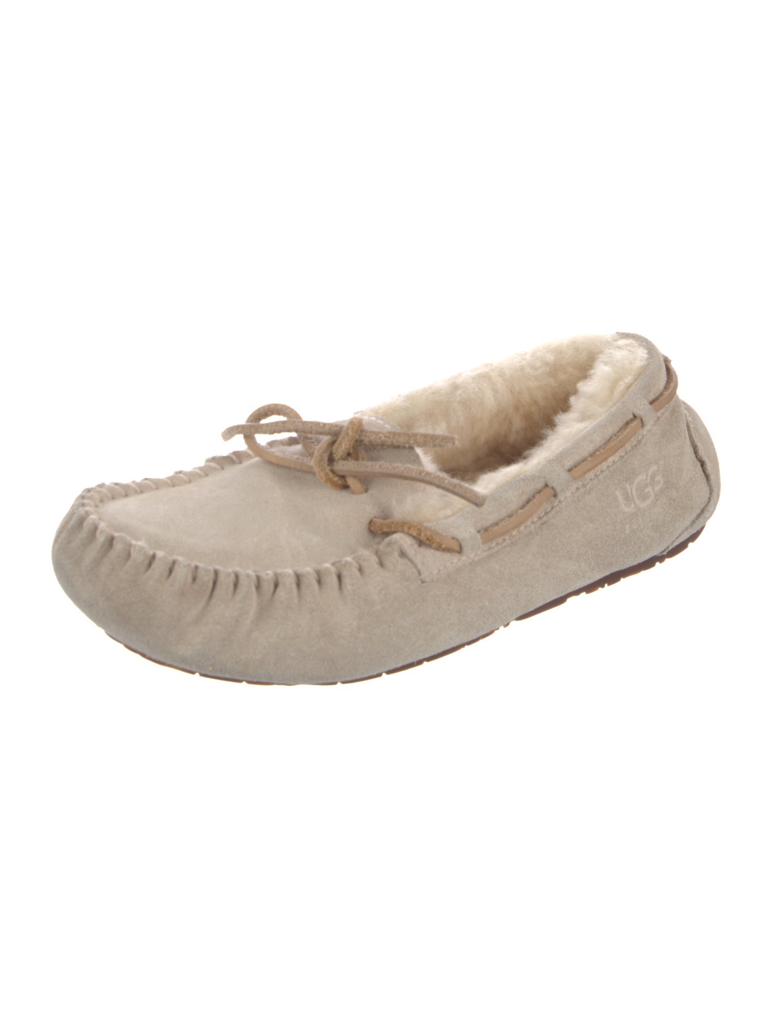 UGG Suede Fur Trim Moccasins