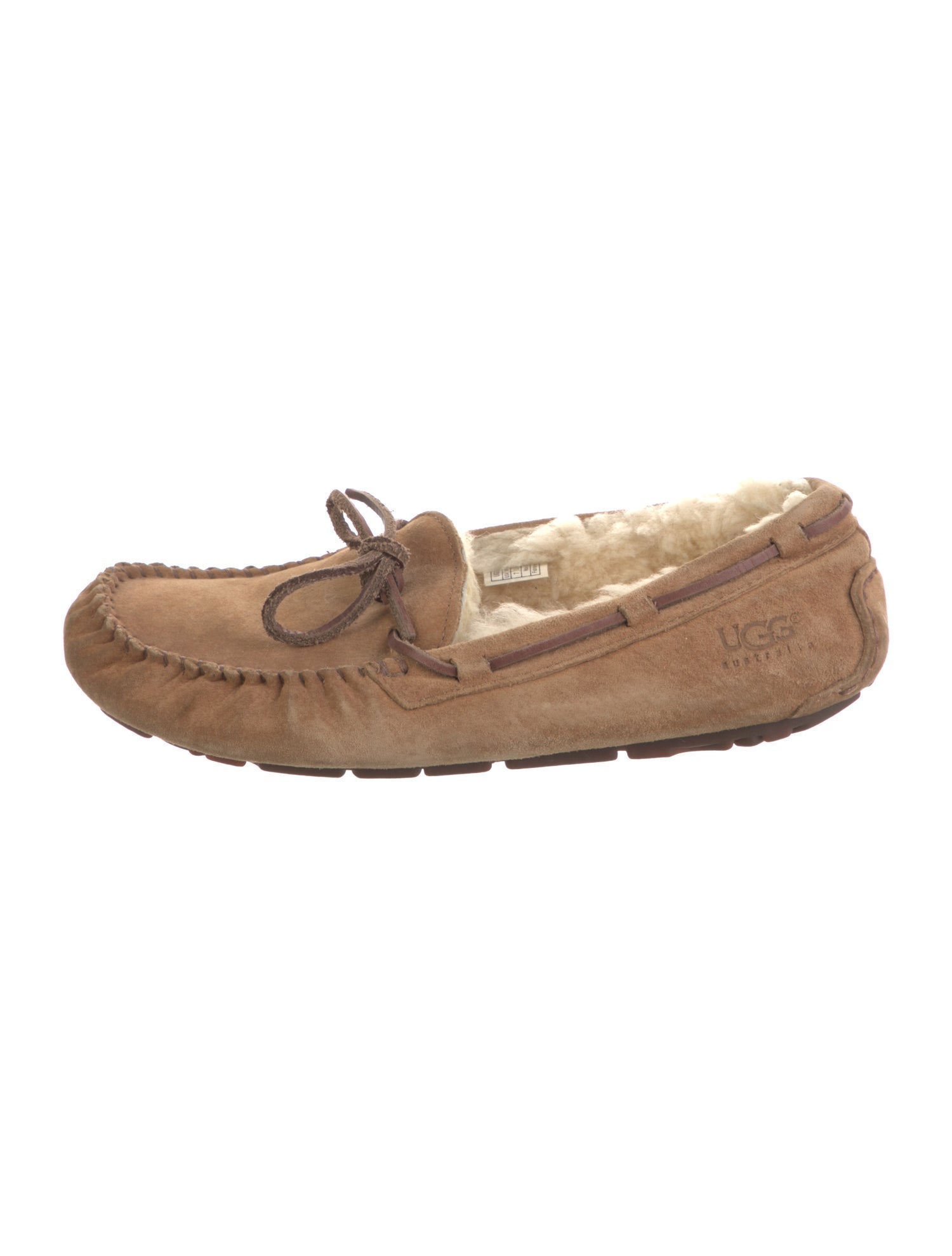 UGG Suede Faux Fur Trim Moccasins