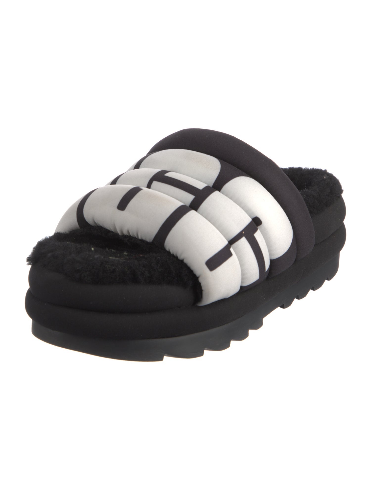 UGG Nylon Fur Trim Slides