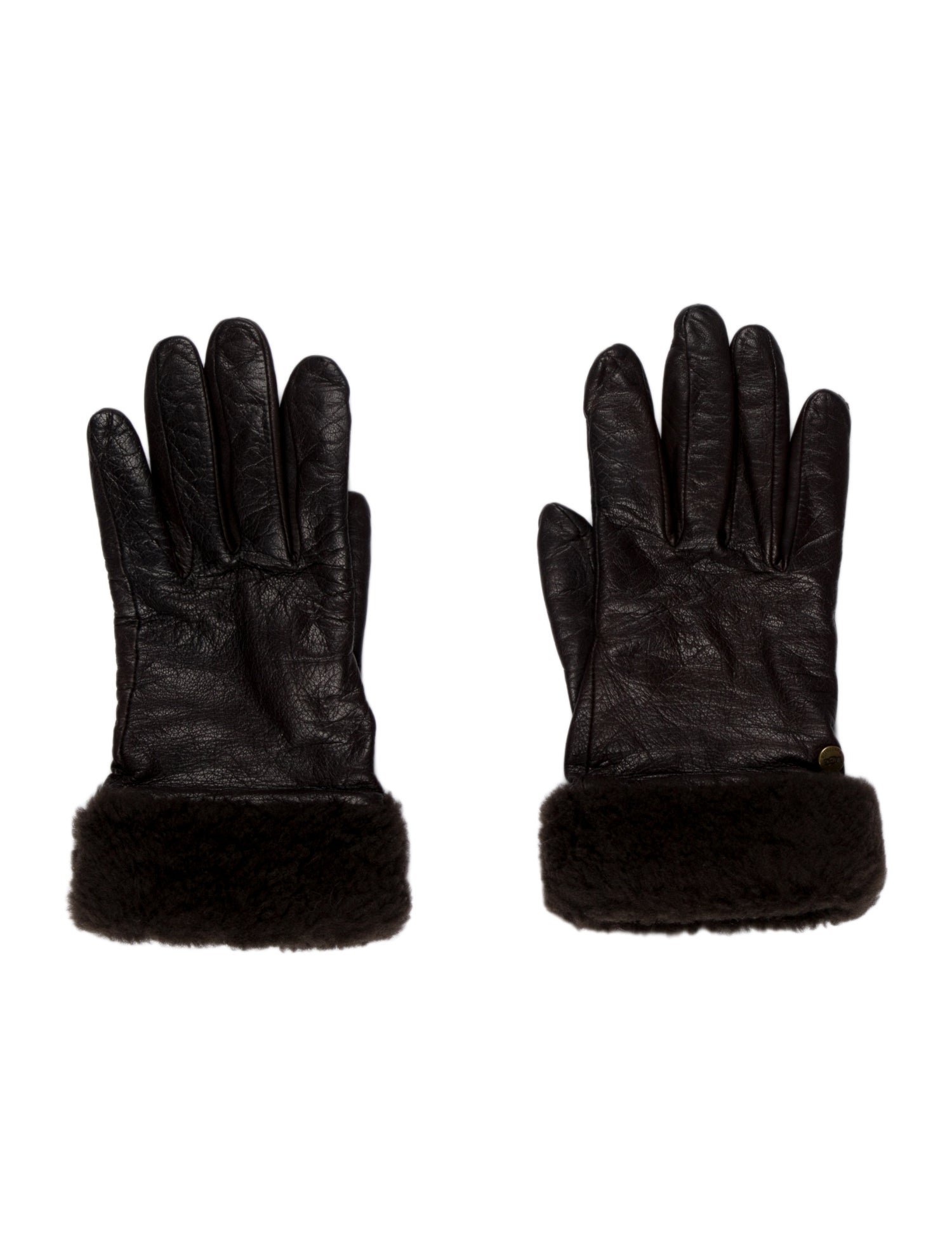 UGG Leather Fur-Trim Gloves