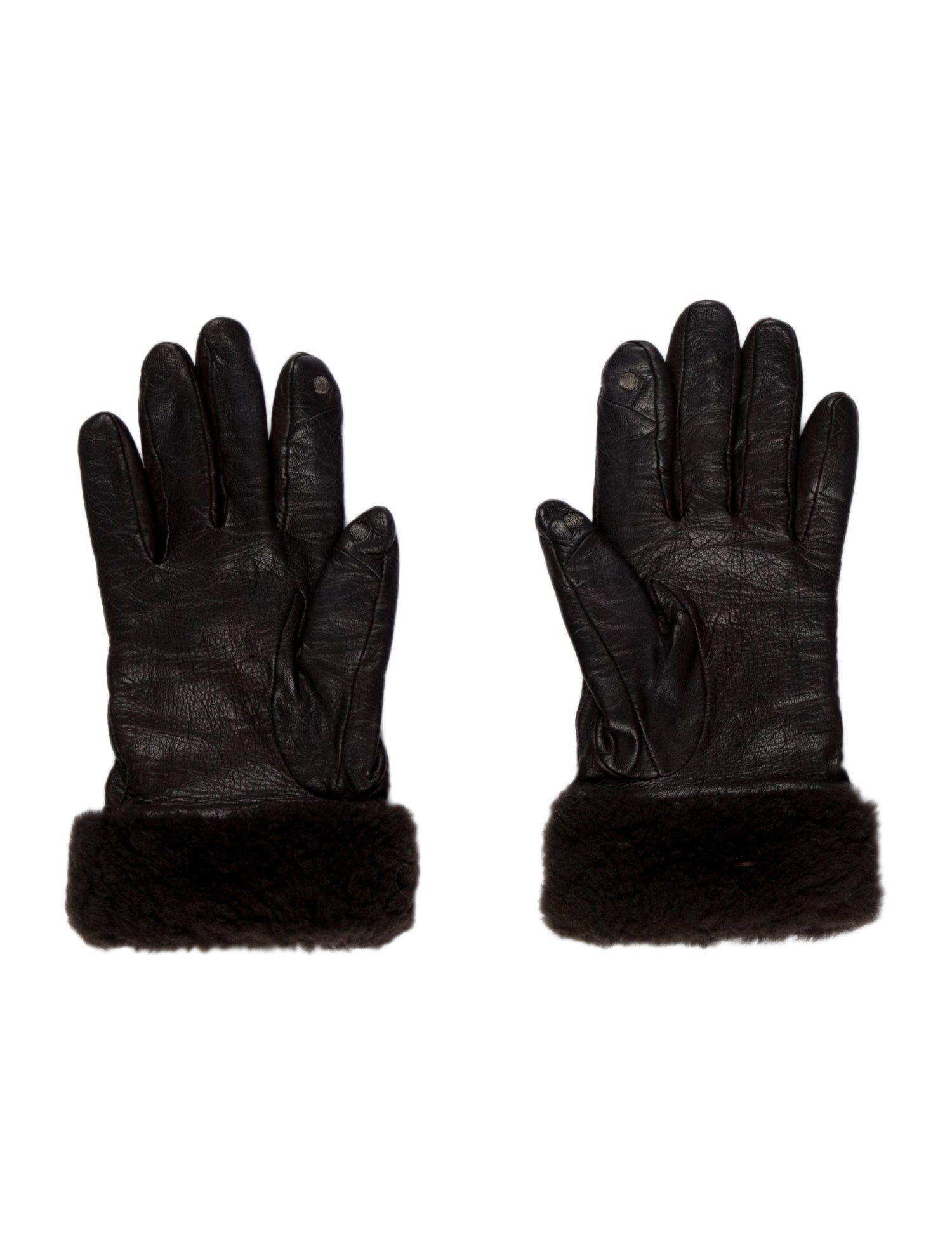 UGG Leather Fur-Trim Gloves
