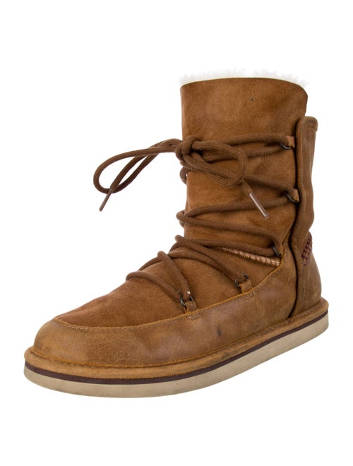 UGG Suede Fur Trim Lace-Up Boots