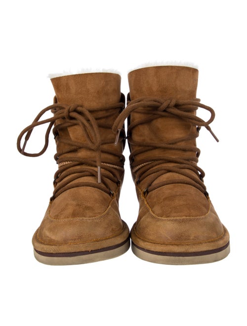 UGG Suede Fur Trim Lace-Up Boots