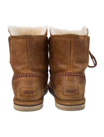 UGG Suede Fur Trim Lace-Up Boots