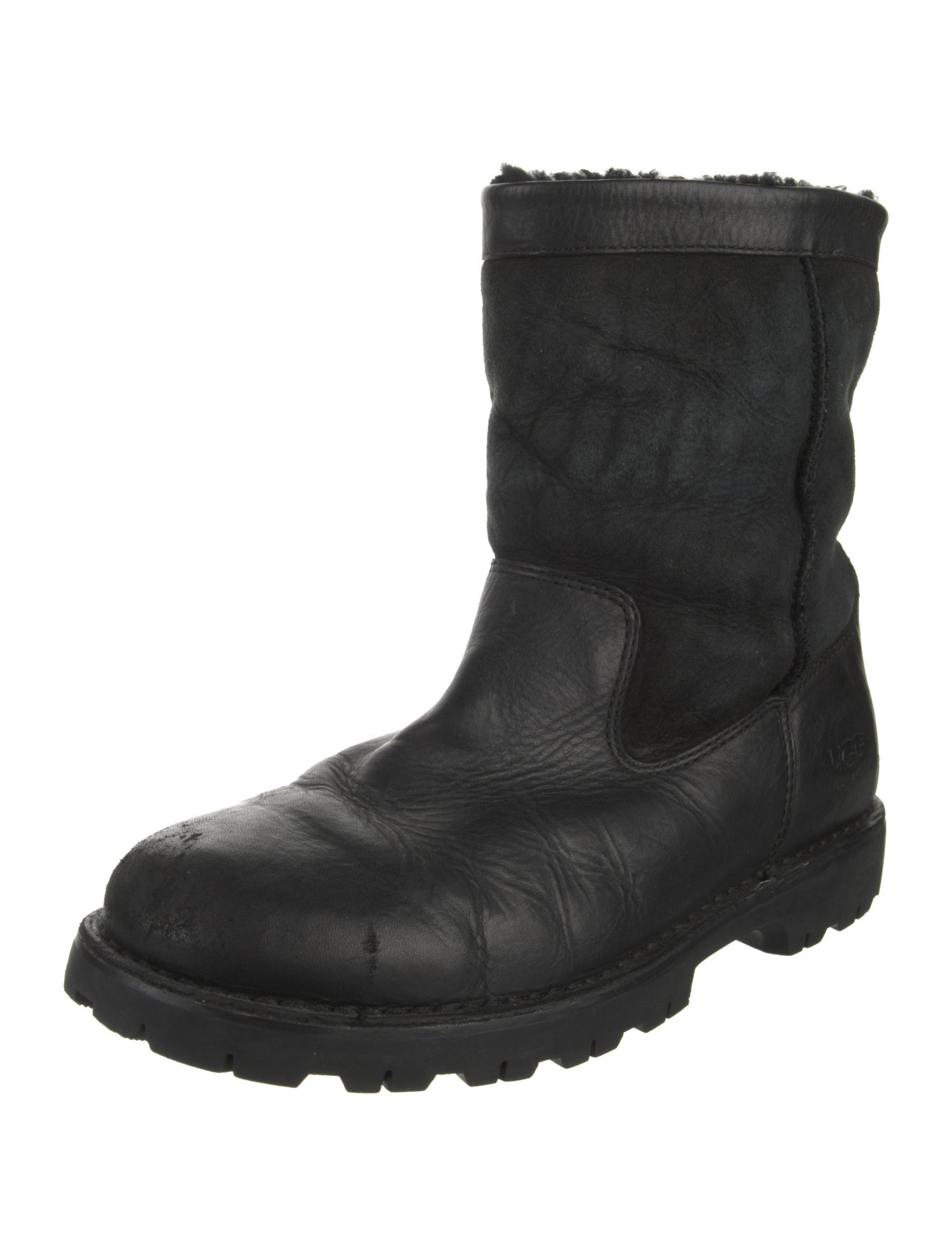 UGG Leather Fur Trim Boots