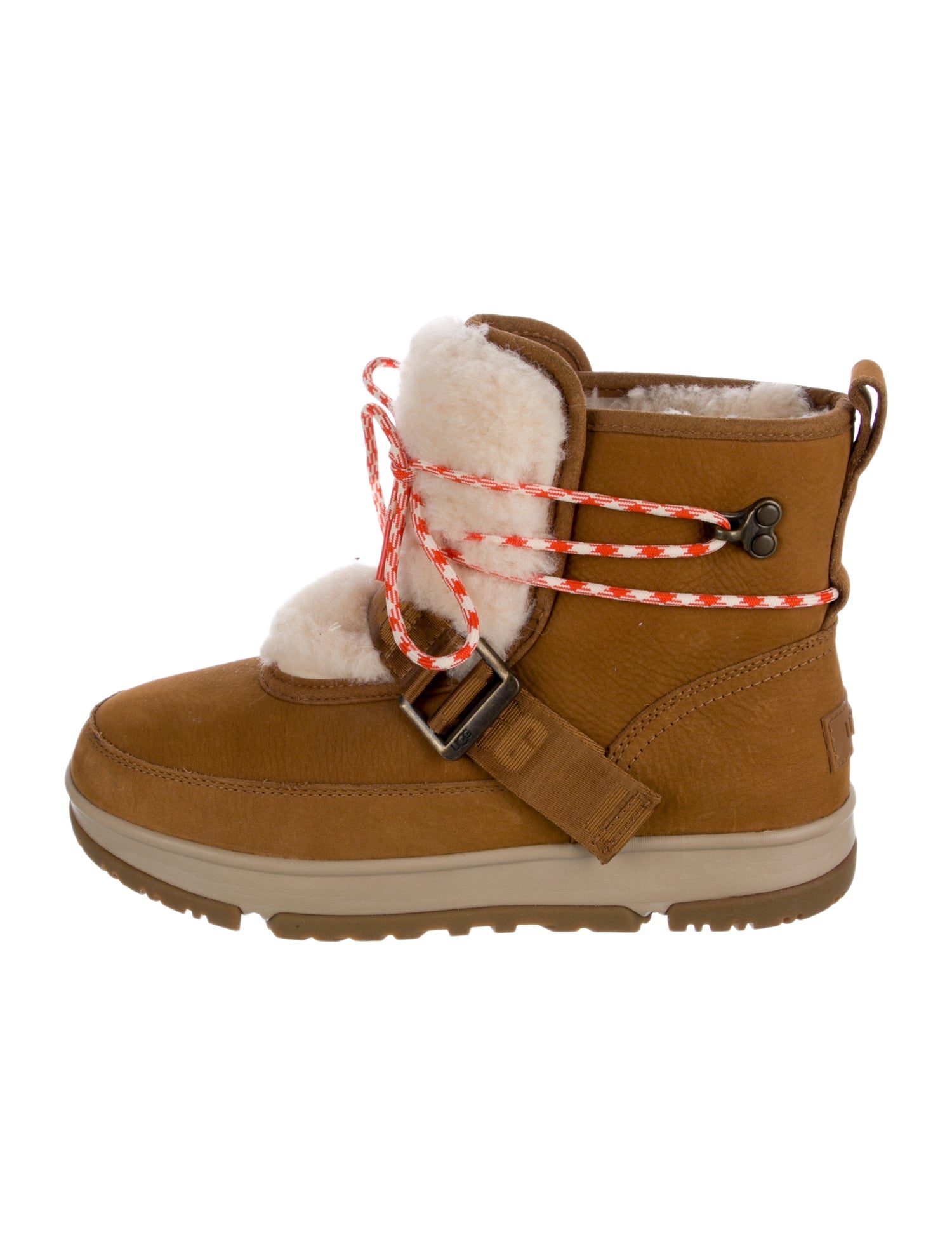 UGG Suede Fur Trim Lace-Up Boots