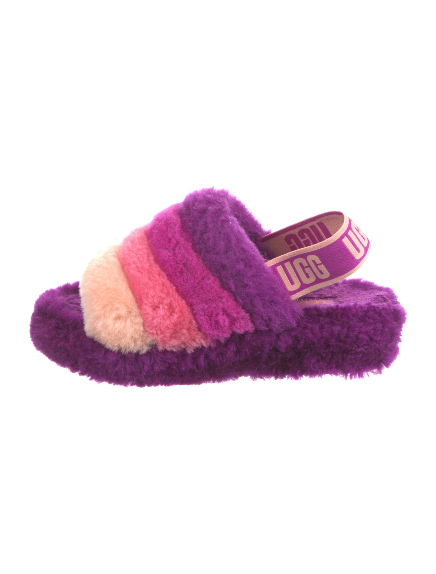 UGG Shearling Colorblock Pattern Slingback Sandals