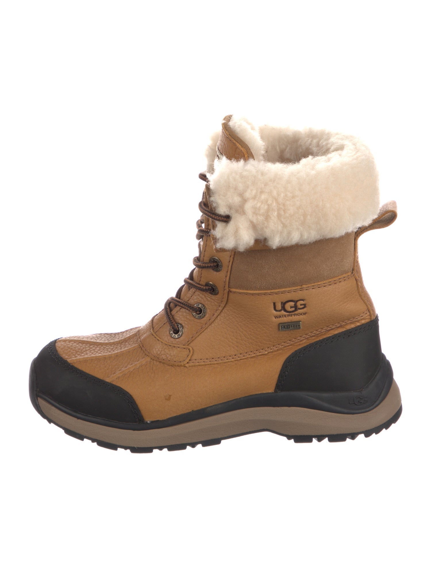 UGG Leather Faux Fur Trim Lace-Up Boots