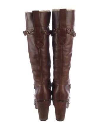 UGG Leather Studded Accents Lace-Up Boots