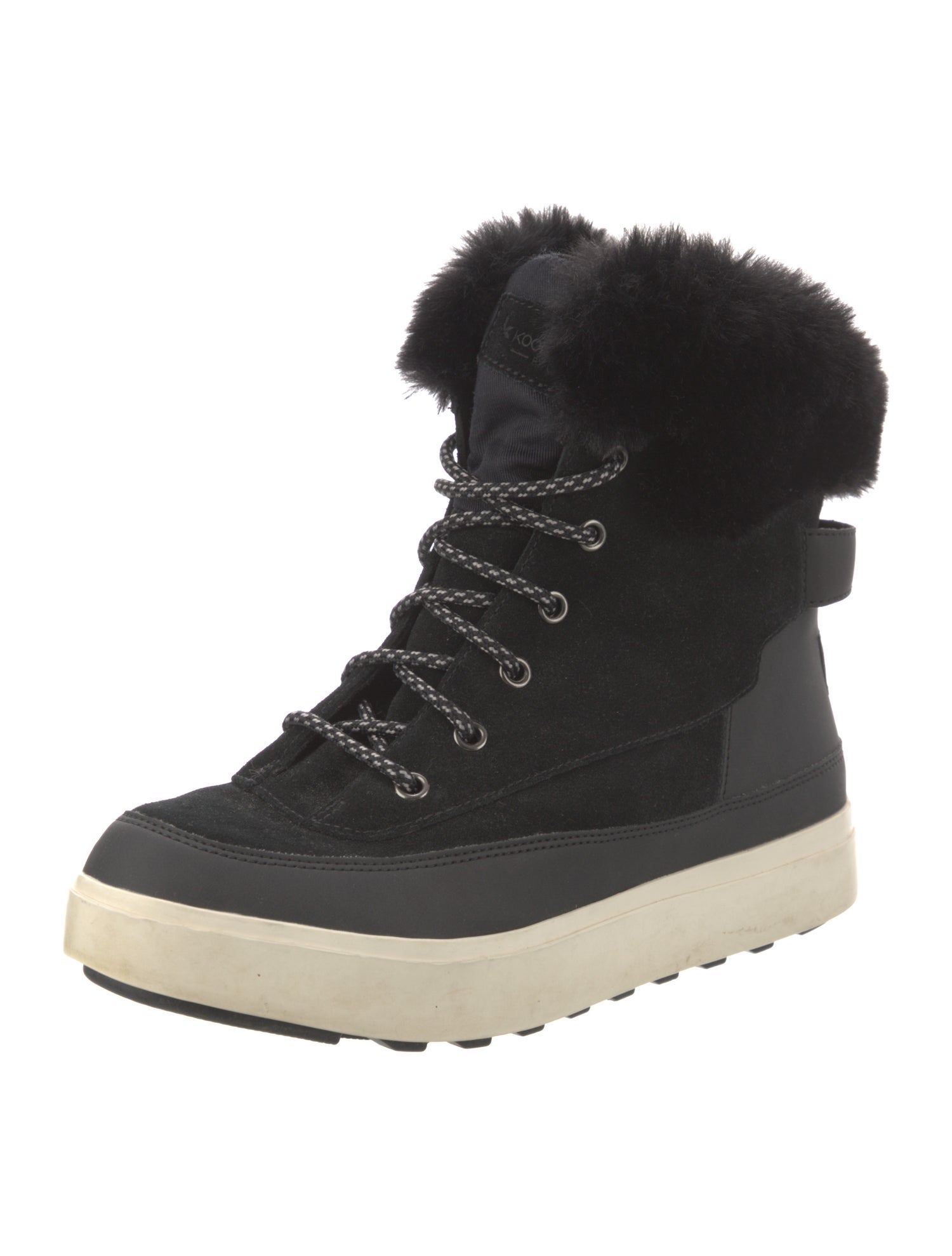 Koolaburra Leather Faux Fur Trim Lace-Up Boots