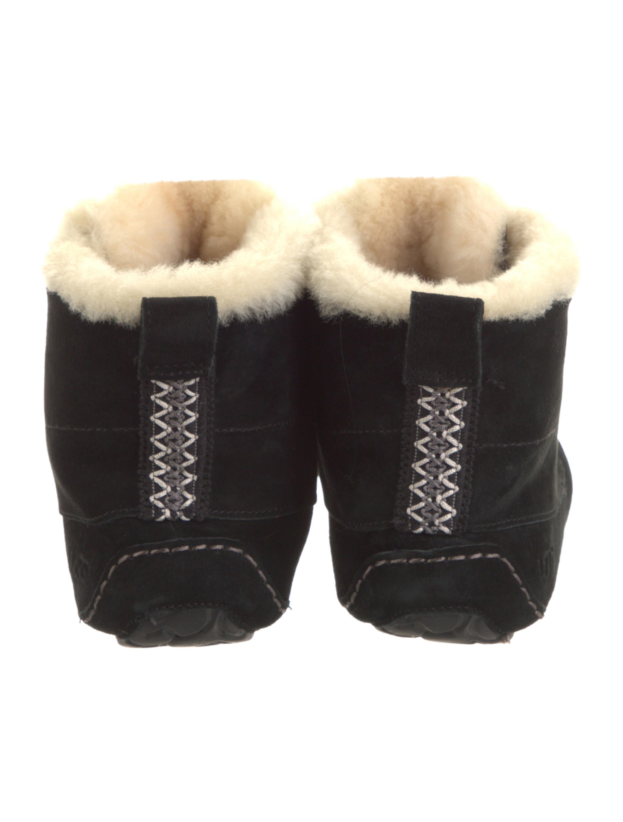 UGG Suede Fur Trim Lace-Up Boots